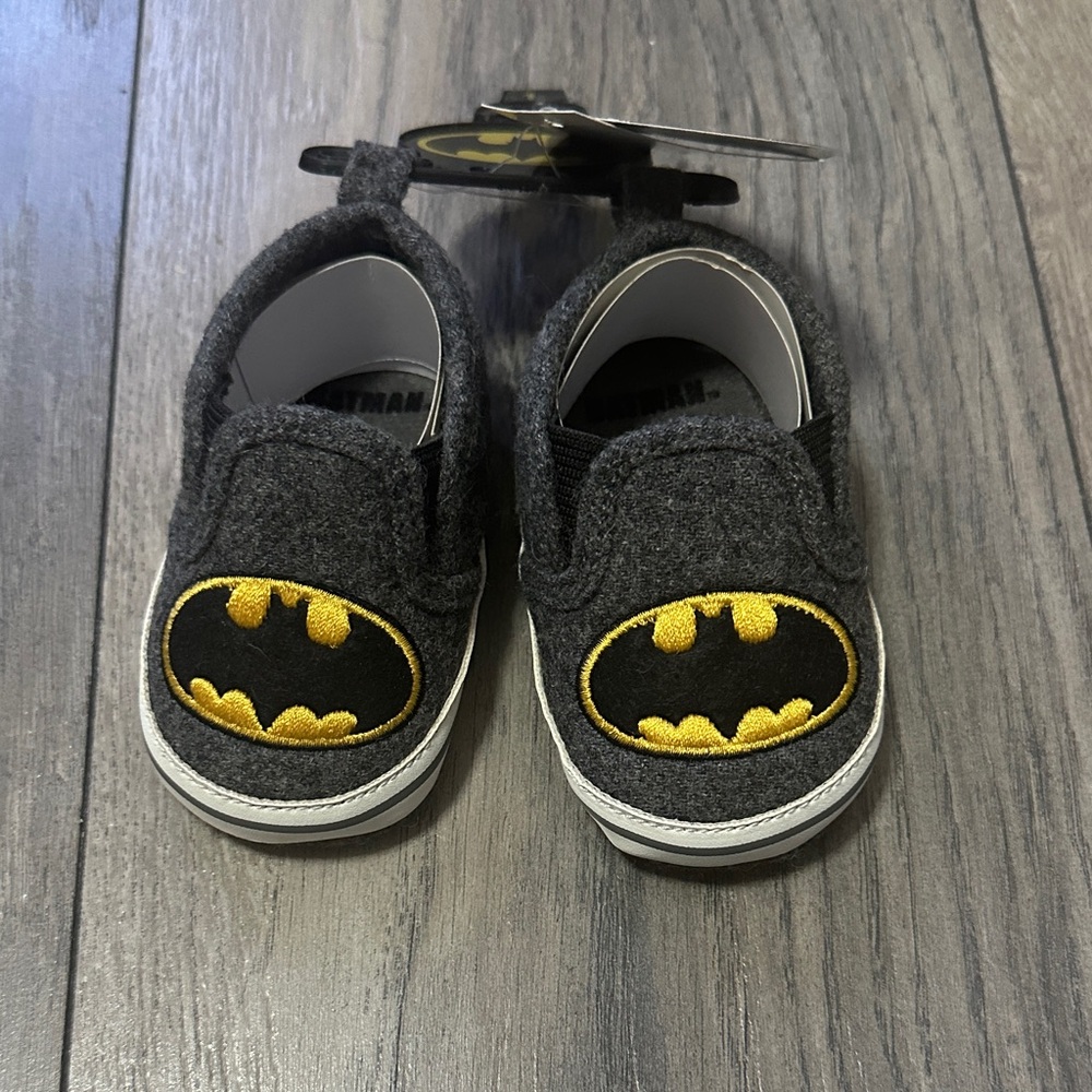Batman baby Soft Slip-on Shoes - Gray and Yellow NWT